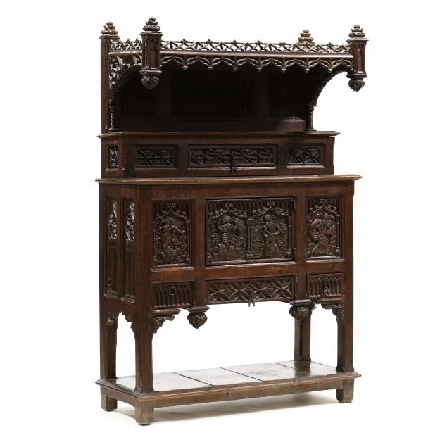 GOTHIC REVIVAL CARVED WALNUT