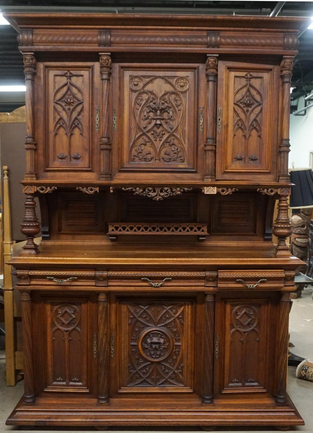 GOTHIC REVIVAL CARVED WALNUT