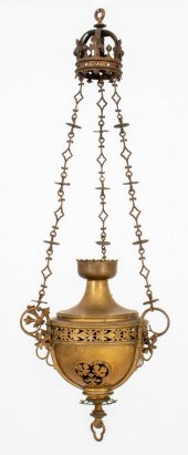GOTHIC REVIVAL GILT BRASS CHAN