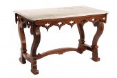 GOTHIC REVIVAL MARBLE TOP LIBR