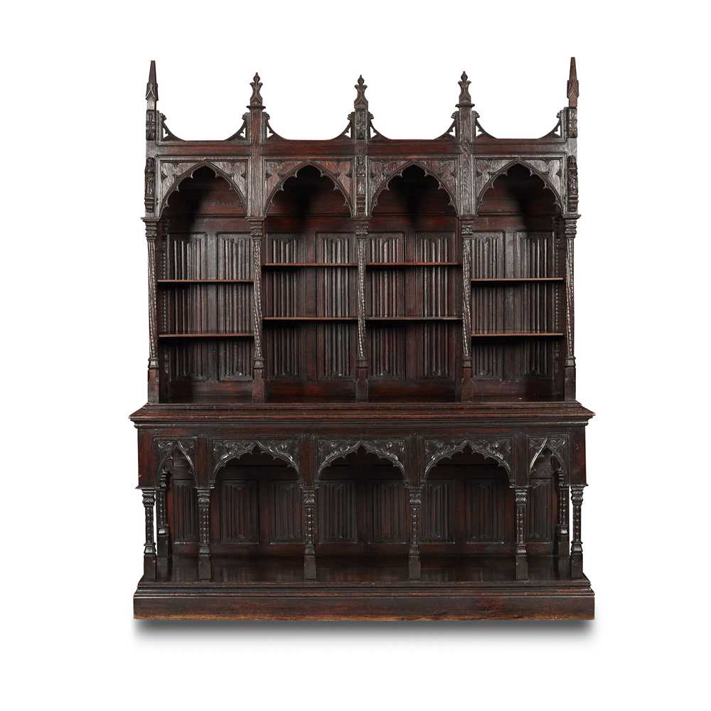 GOTHIC REVIVAL OAK BOOKCASE LATE