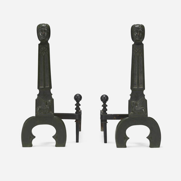 Gothic Style. Andirons, pair.