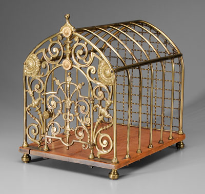 Gothic style brass dog carrier,