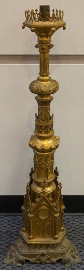 GOTHIC STYLE BRONZE TORCHIERE,