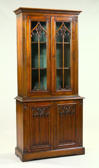 Gothic-Style Mahogany Bookcase,  in