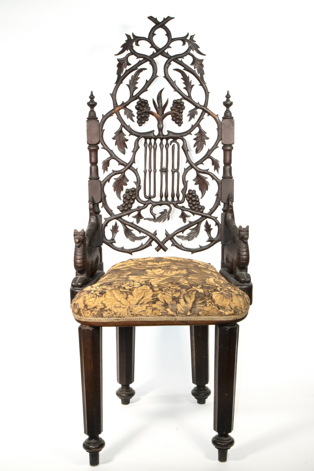 GOTHIC STYLE VICTORIAN CARVED CHAIR