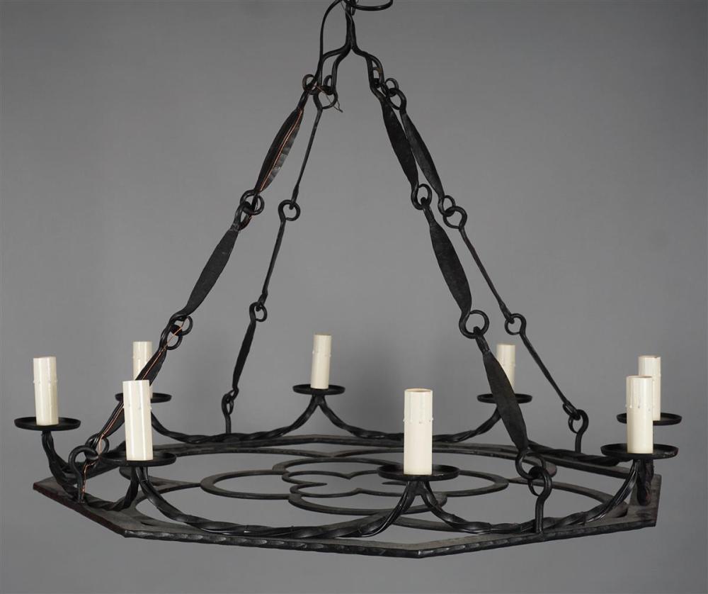 GOTHIC STYLE WROUGHT IRON SIX-LIGHT