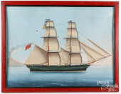 GOUACHE OF A BRITISH SHIP WITH