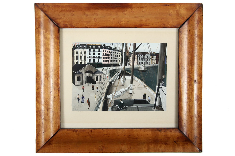 GOUACHE - View of Marseilles Harbor