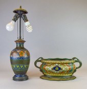 GOUDA ART POTTERY LAMP & PLANT