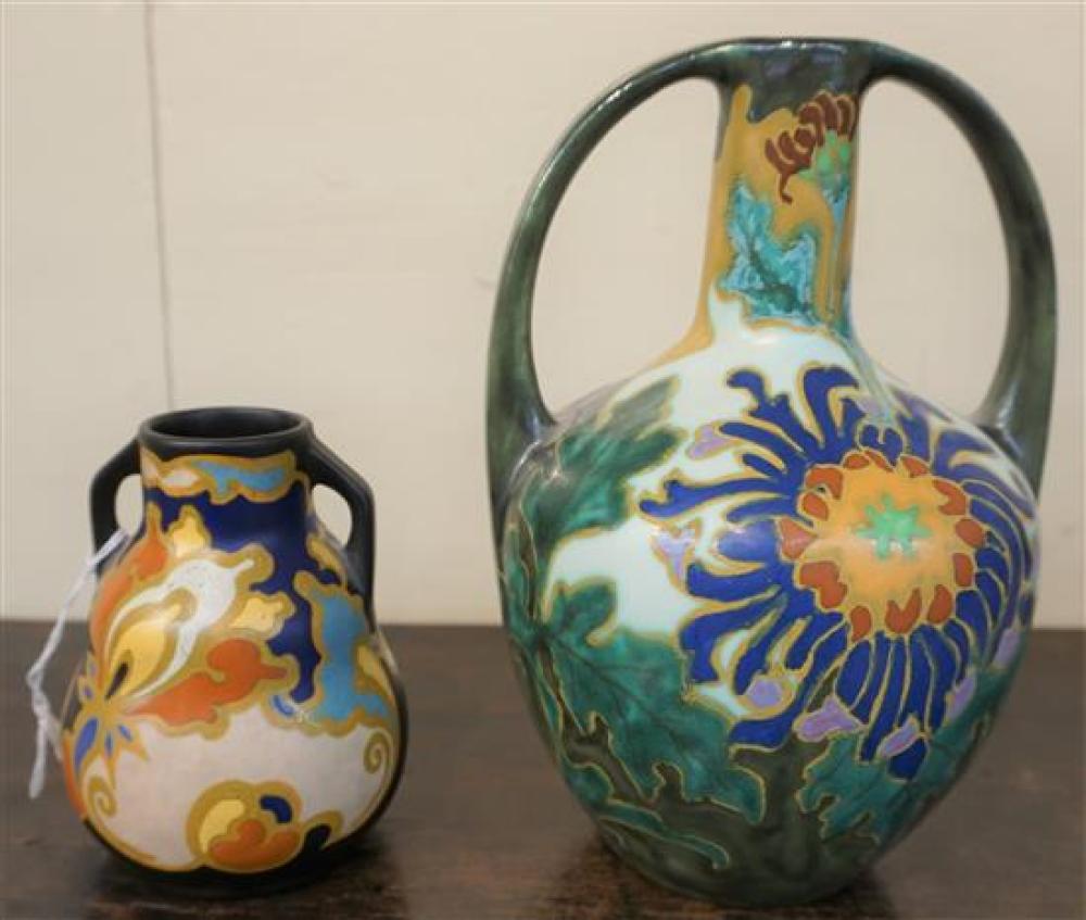 GOUDA POTTERY VASE AND AN AMPHORA