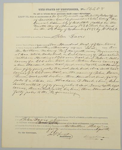GOV. JAMES K. POLK SIGNED LAND