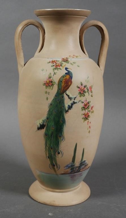 GRAACK POTTERY, PEACOCK VASE,