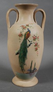 GRAACK POTTERY, PEACOCK VASE,