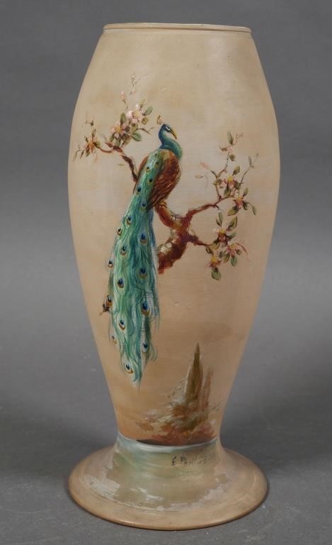GRAACK POTTERY, PEACOCK VASE,