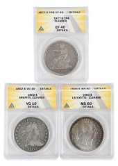 GRADED SILVER DOLLARS, BUST, T