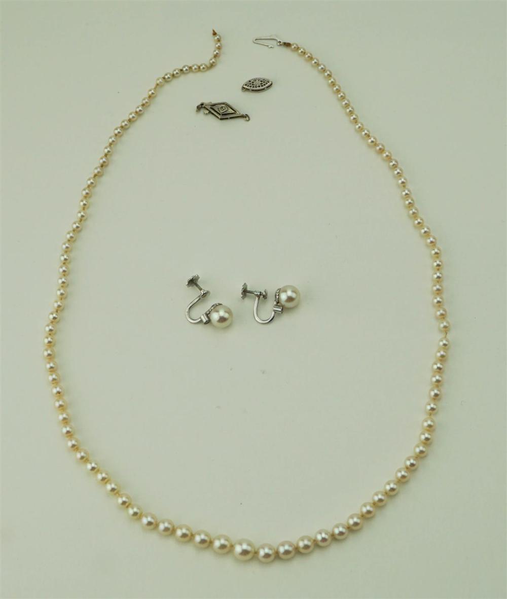 GRADUATED PEARL NECKLACE AND