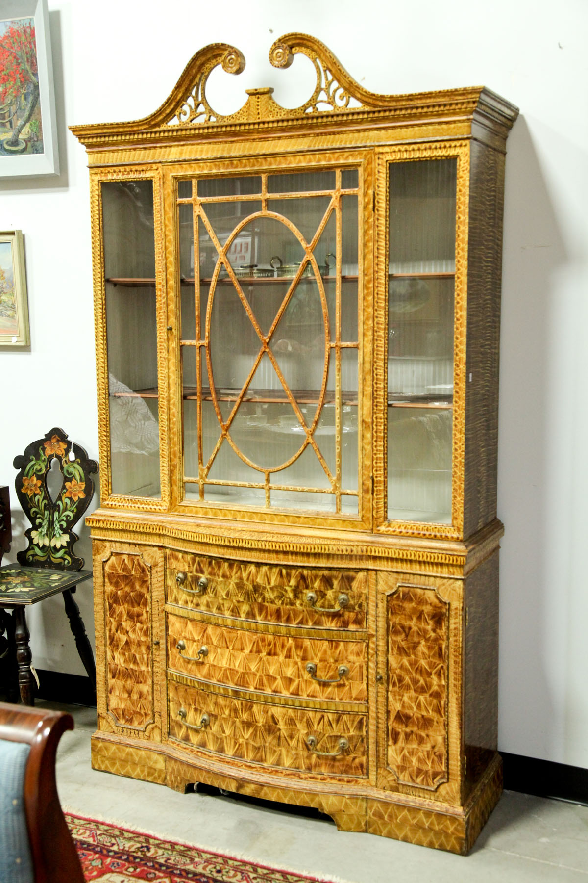 GRAIN DECORATED CHINA CABINET. 