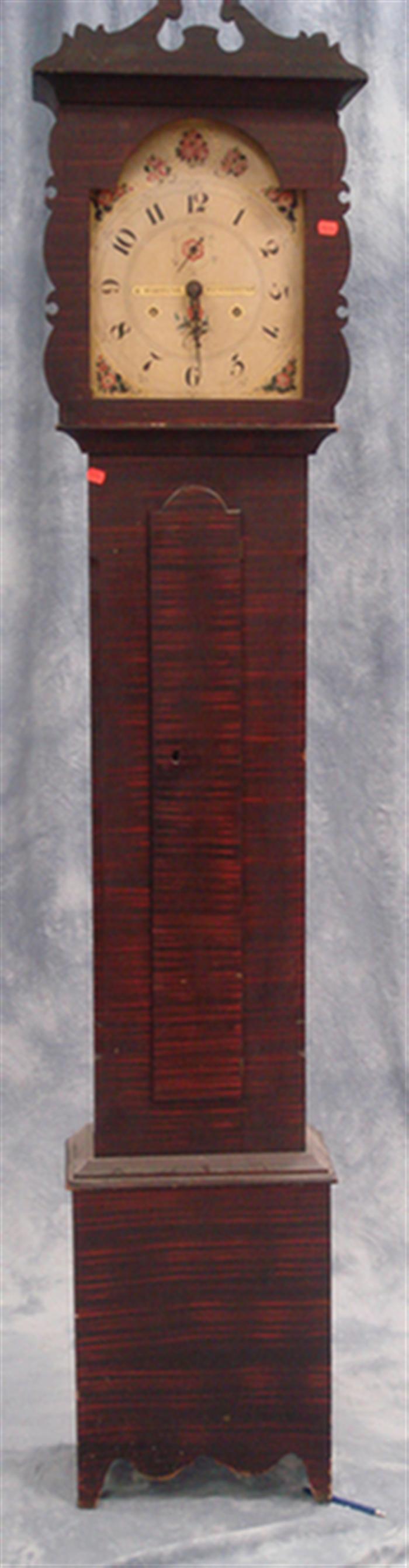 Grain decorated pine tall clock