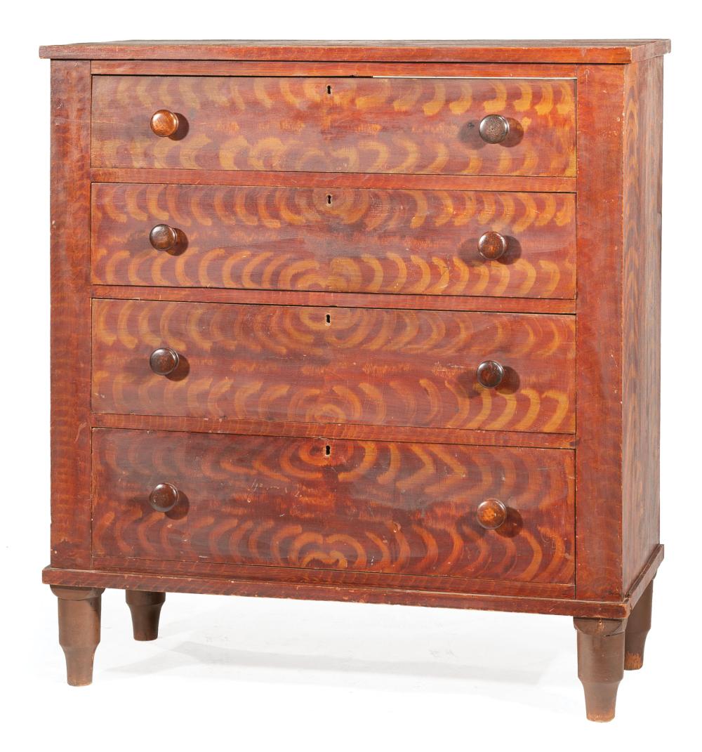 GRAIN-PAINTED PINE CHEST OF