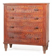 GRAIN-PAINTED PINE CHEST OF DR