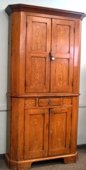 Grain painted pine corner cupb