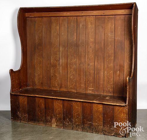 GRAIN PAINTED SETTLE, 19TH C.,