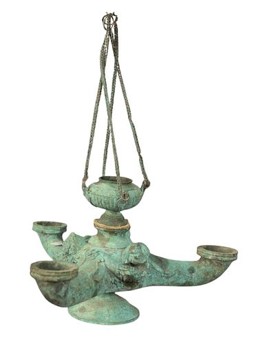 GRAND TOUR BRONZE OIL HANGING LAMP,