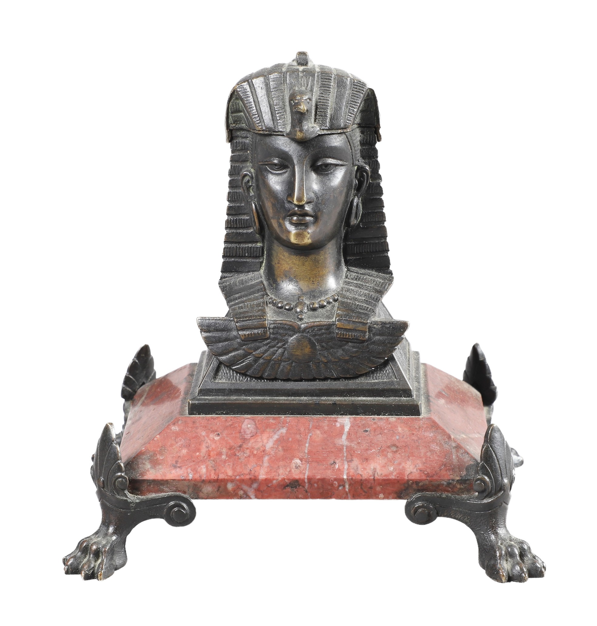 Grand tour bronze sphinx inkwell,
