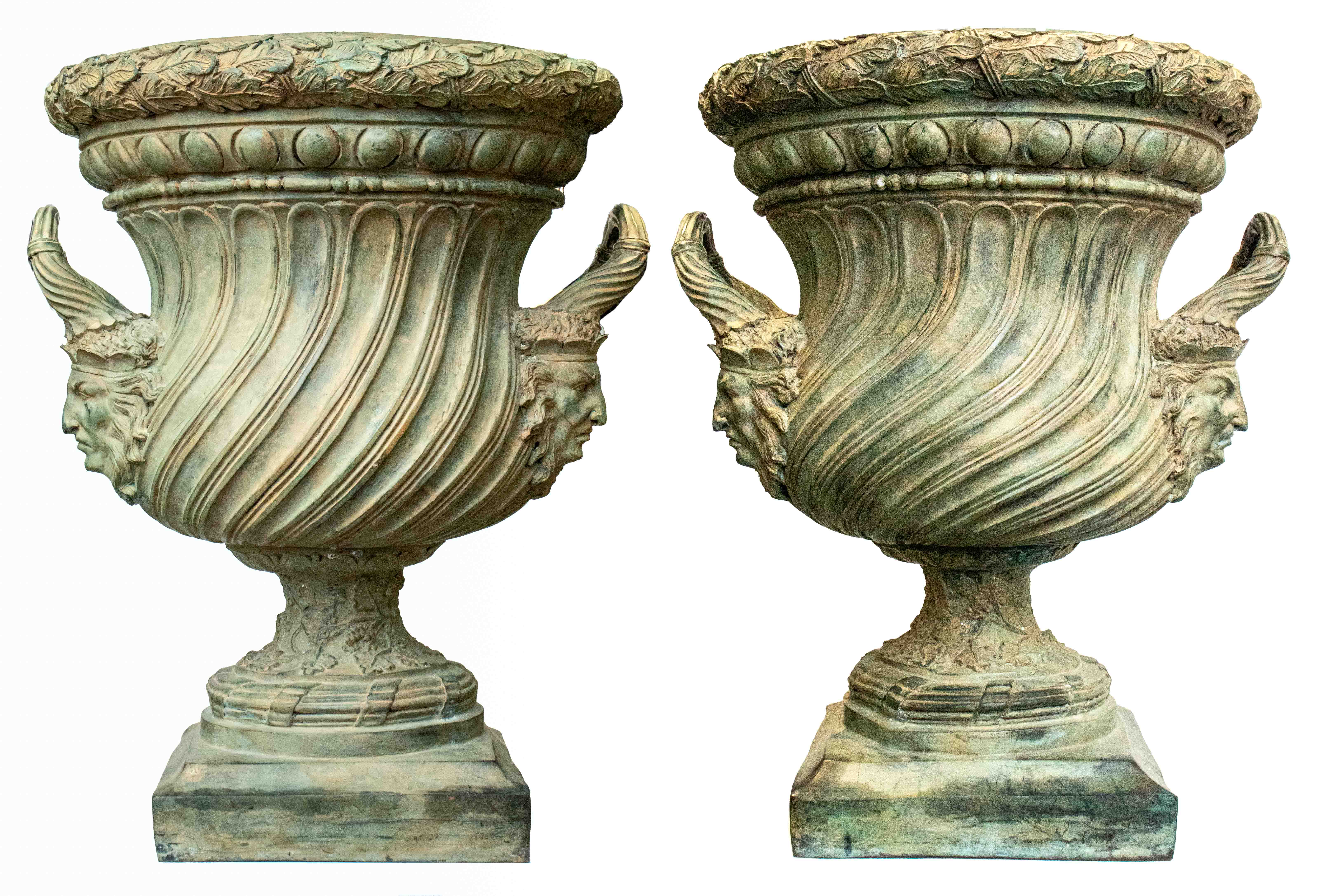 GRAND TOUR CAST IRON GARDEN URNS,