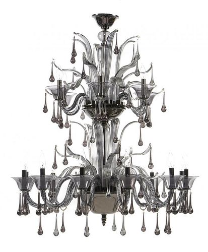 GRAND VENETIAN GLASS CHANDELIER, 18