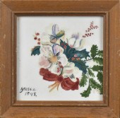 GRANDMA MOSES POTTERY TILE. A