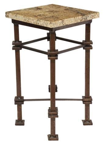 GRANITE-TOP IRON SIDE TABLE