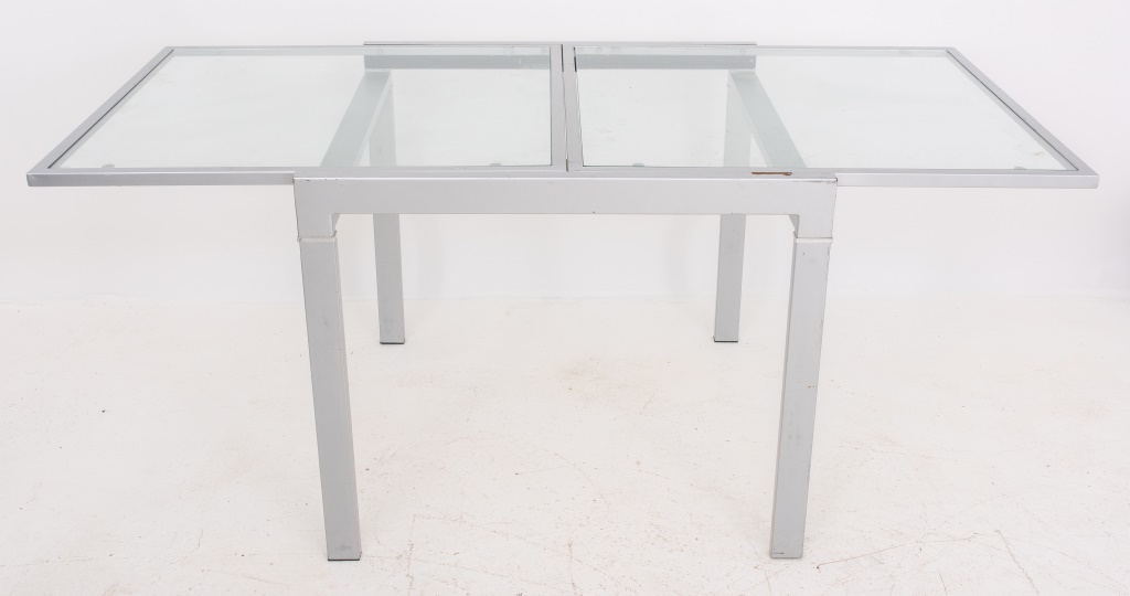 GRAY PAINTED METAL AND GLASS