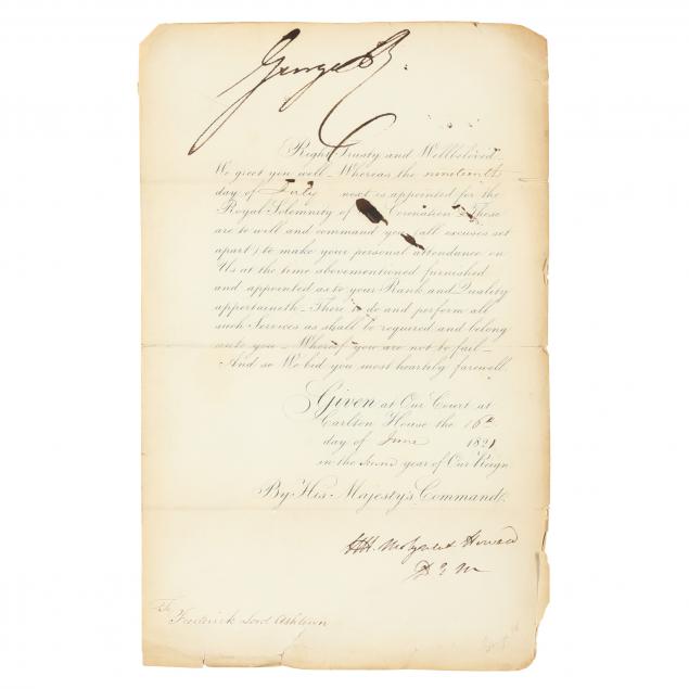 GREAT BRITAIN, GEORGE IV MANUSCRIPT