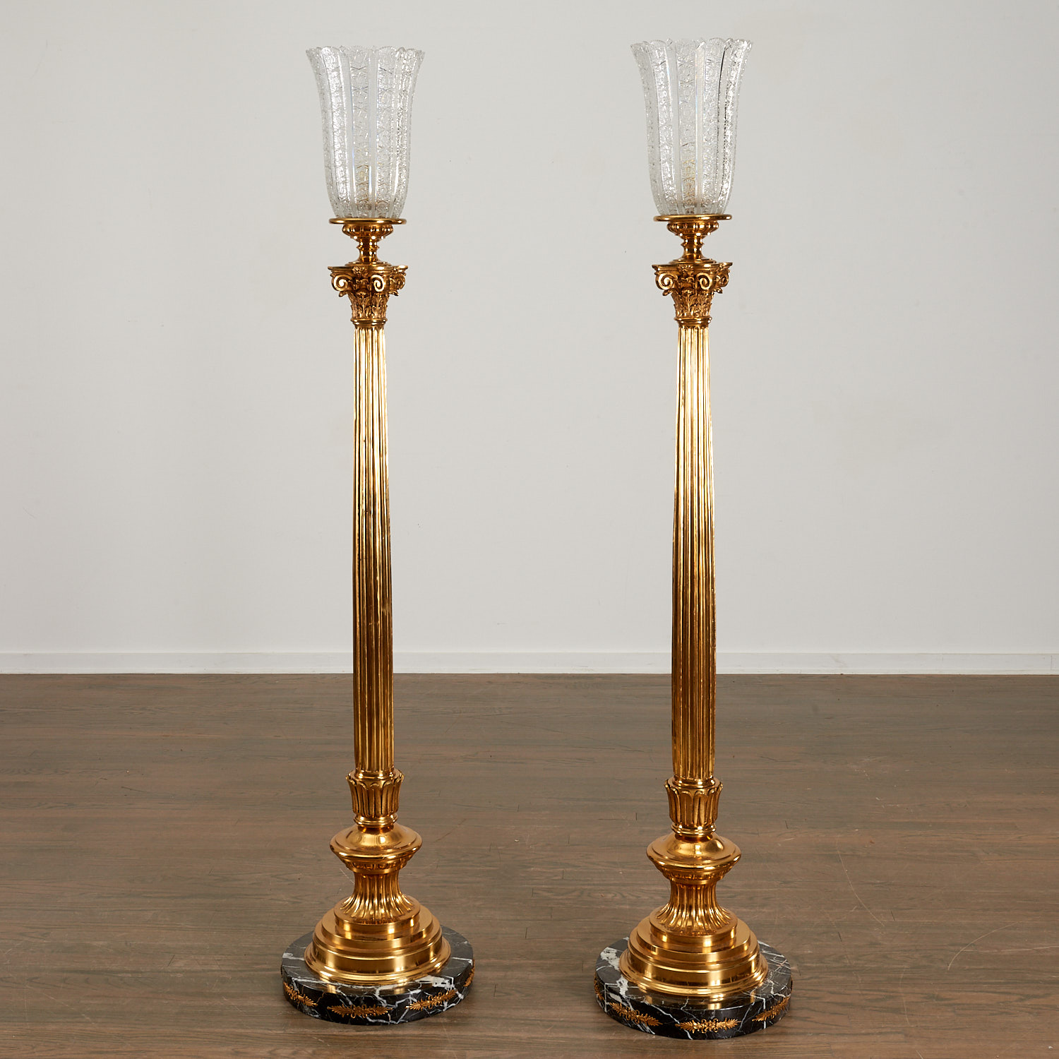 GREAT PAIR BRONZE CORINTHIAN COLUMN