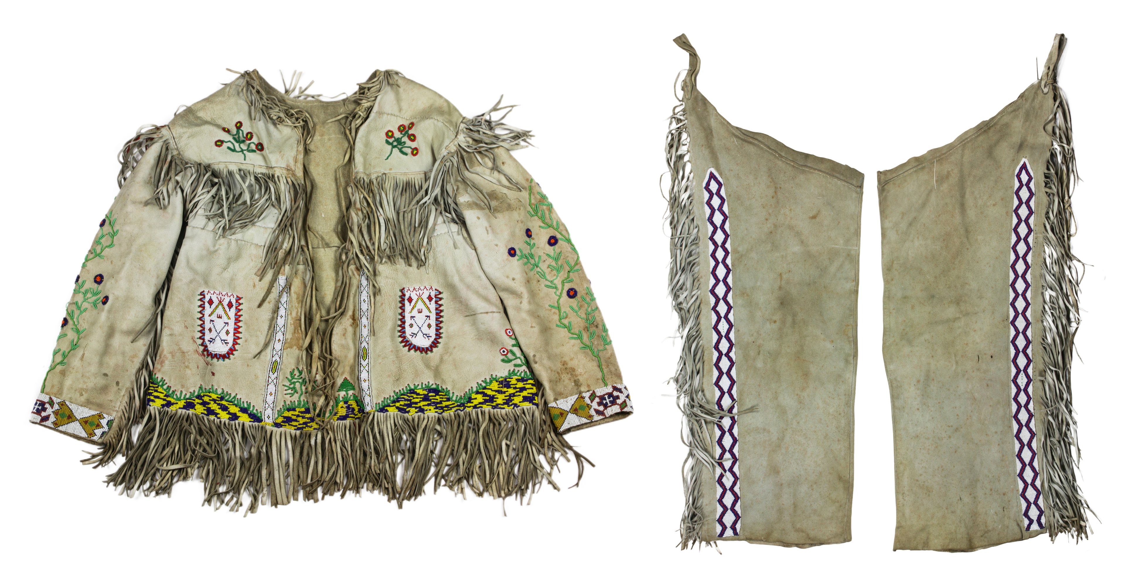 GREAT PLAINS BEADED HIDE OUTFIT A
