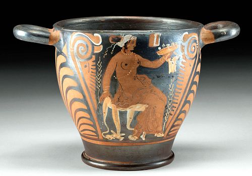 GREEK APULIAN RED-FIGURE SKYPHOS W/