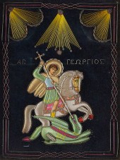 GREEK FABRIC ICON OF ST. GEORG