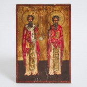 Greek Icon Depicting Two Saint