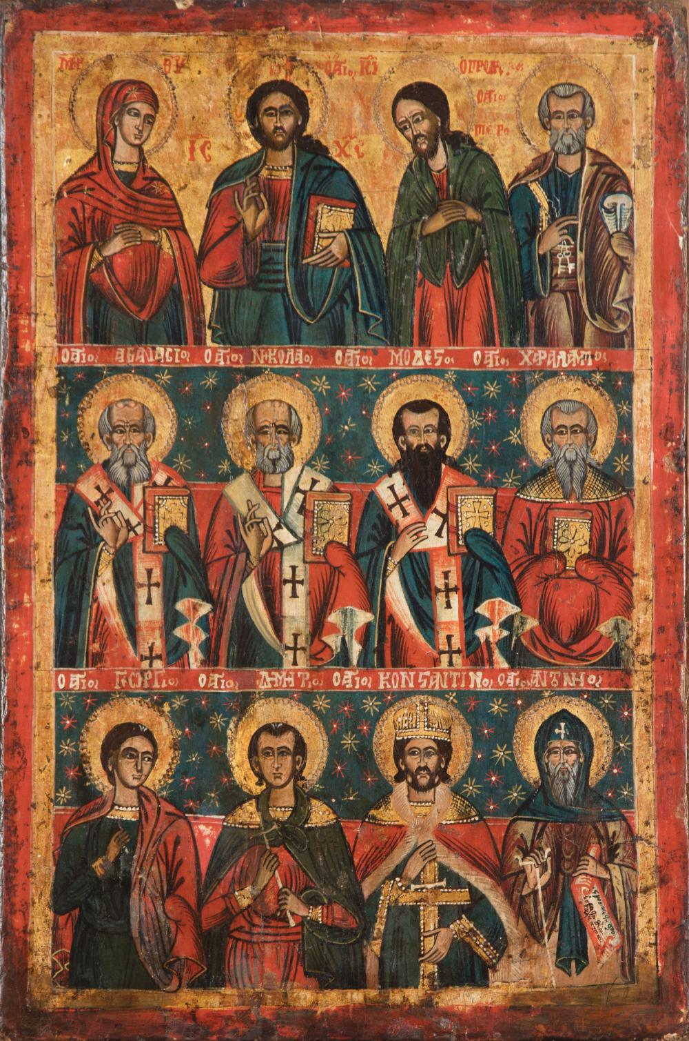 GREEK ICON OF TWELVE SAINTSGreek