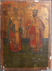 GREEK ICON OF TWO SAINTS, 11 1