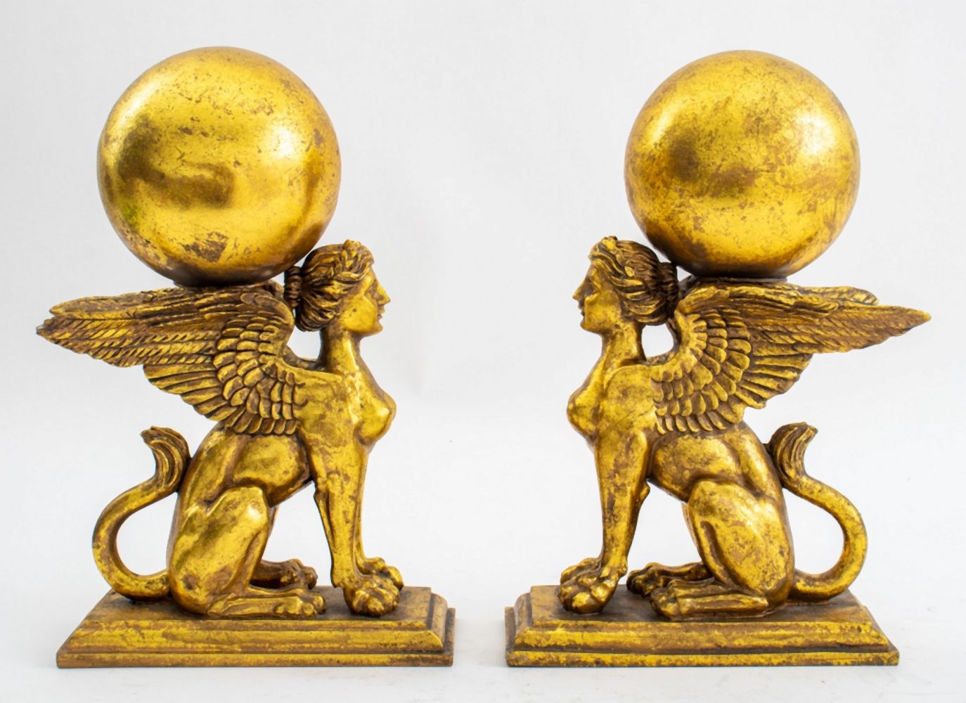 GREEK REVIVAL SPHINX GILT RESIN