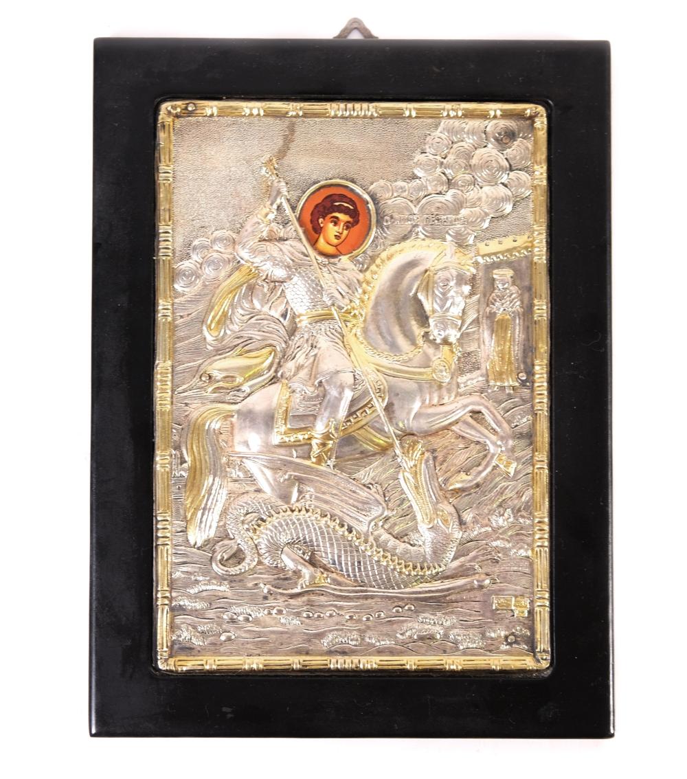 GREEK STERLING ICON OF SAINT GEORGE