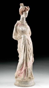 GREEK TANAGRA TERRACOTTA STAND