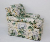 GREEN AND CREME FLORAL UPHOLST