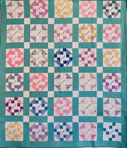 GREEN AND WHITE GEOMETRIC PATCHWORK