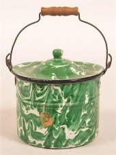 GREEN AND WHITE GRANITE WARE C