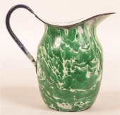 GREEN AND WHITE GRANITE WARE W