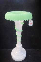 GREEN AND WHITE OPAQUE VASE ON